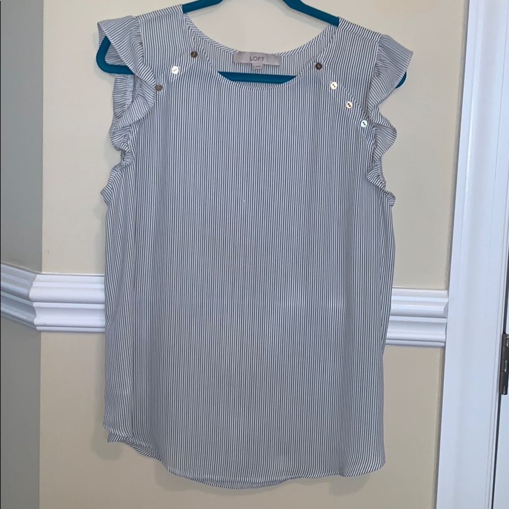 Loft striped flutter sleeve blouse